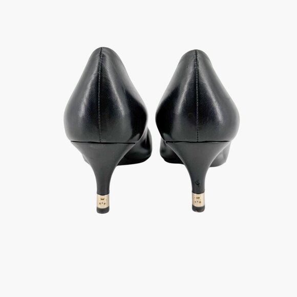 Chanel Cap Toe CC Kitten Pumps EU 38.5 US 7.5-8 Black Leather Pointed Low Heel - Picture 7 of 15